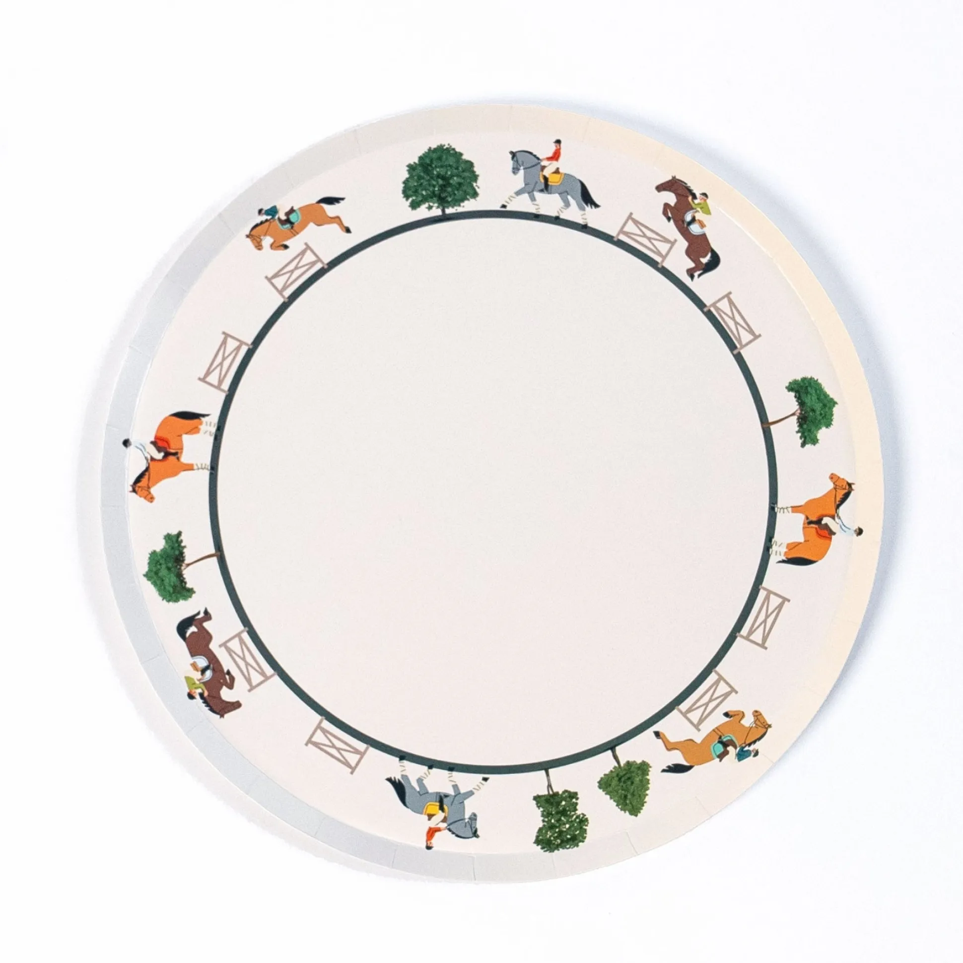 Equestrian Horse Riding Paper Dinner Plates, Set of 12
