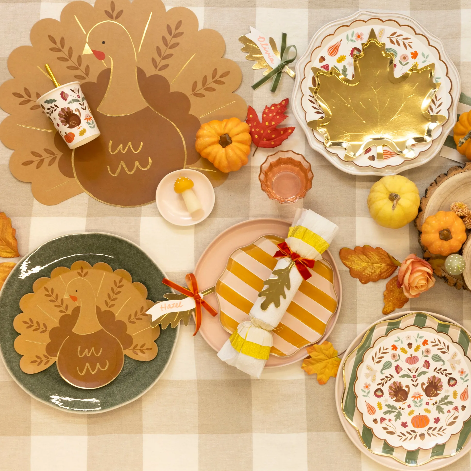Fall Stripe Dinner Plates, Pack of 8