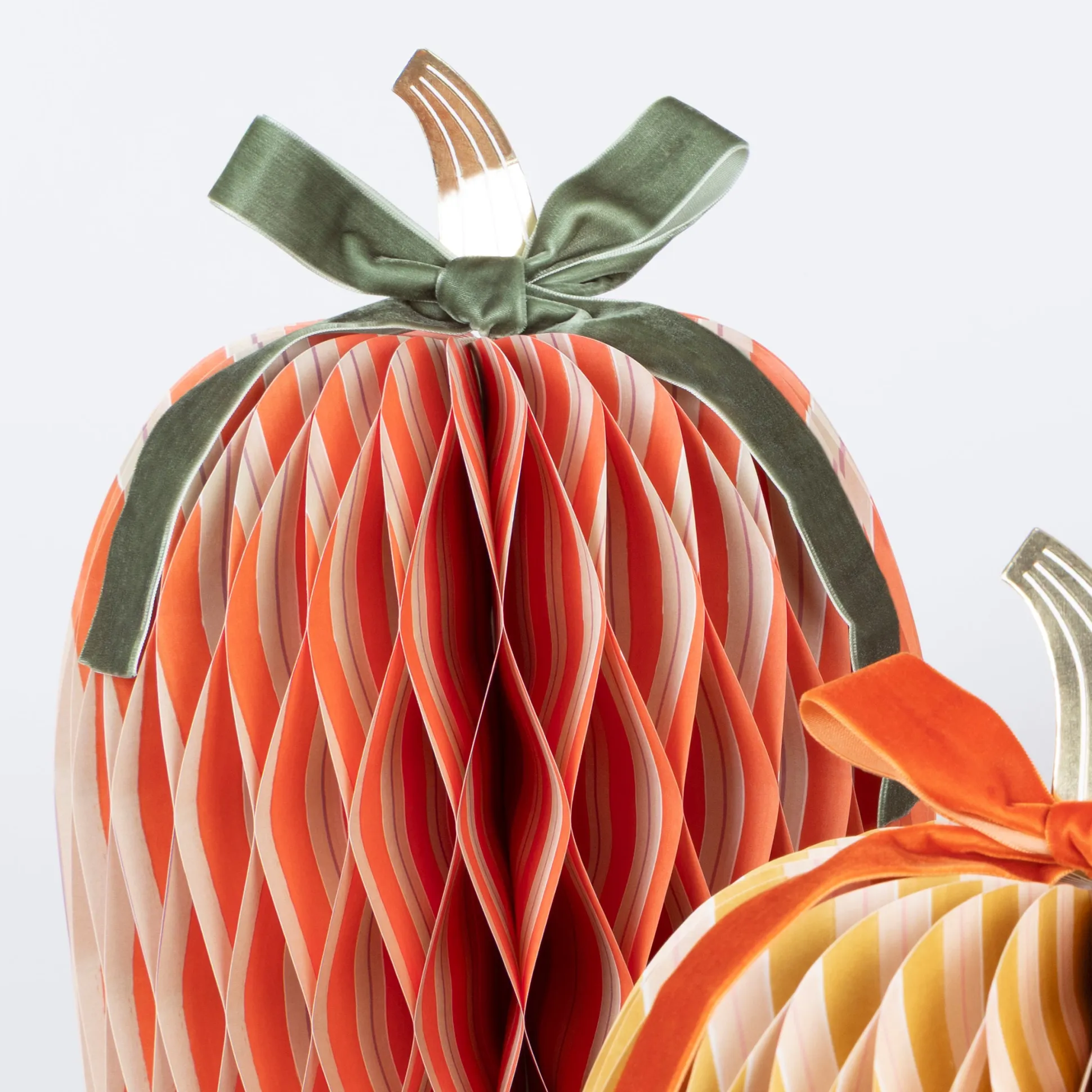 Fall Stripe Paper Honeycomb Pumpkins, Pack of 3
