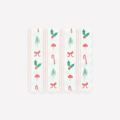 Festive Icon Stripes Small Napkins, Pack of 16