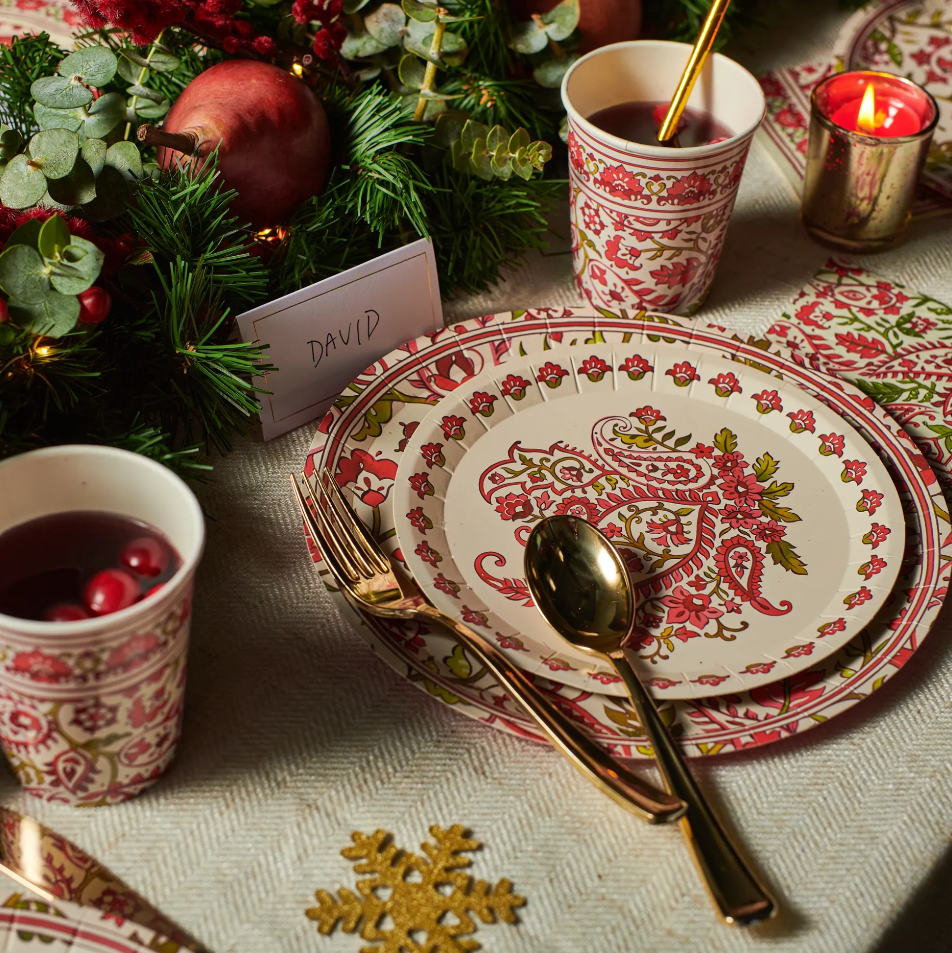 Festive Paisley Cups (10 per pack)