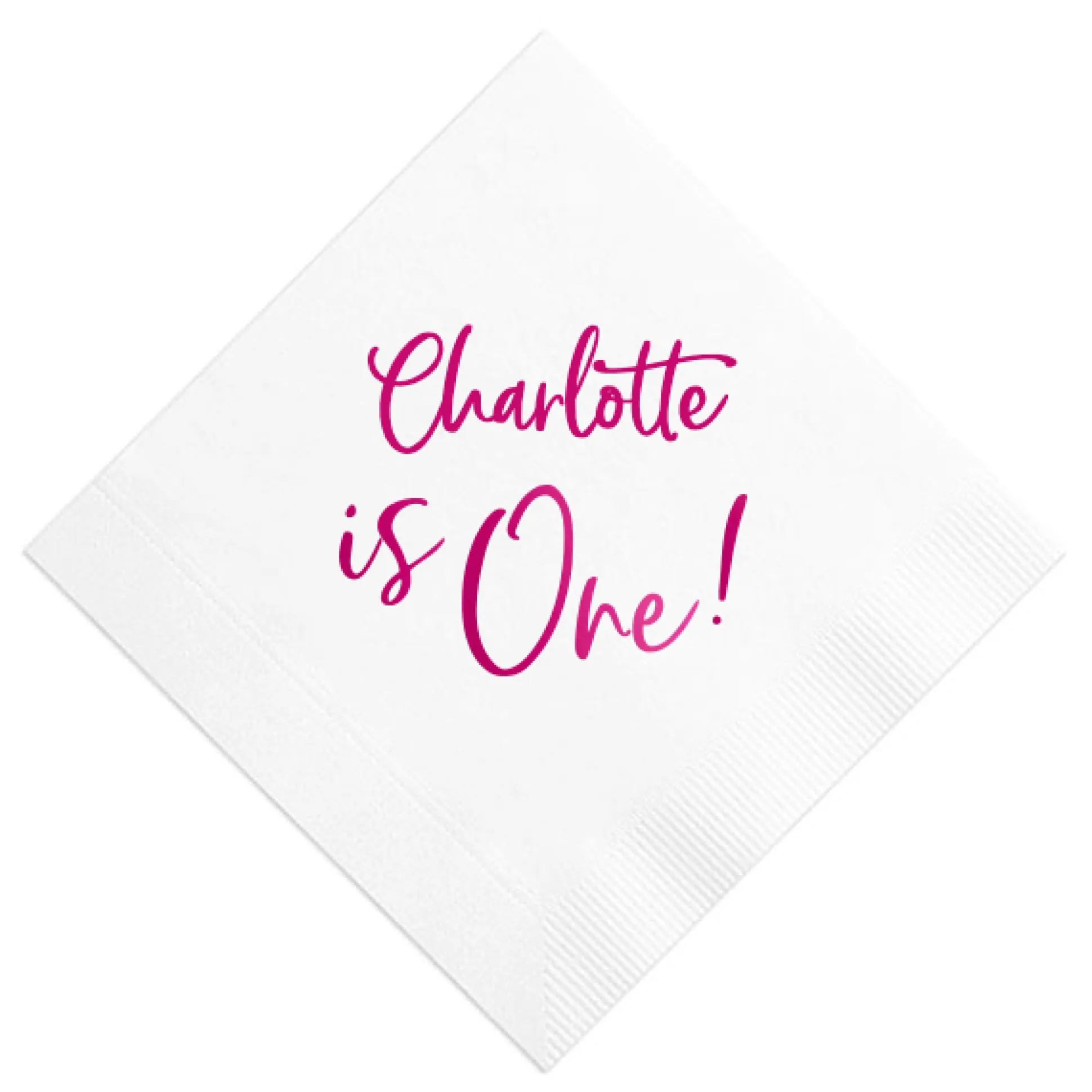 First Birthday Custom Napkin, Fuchsia Foil