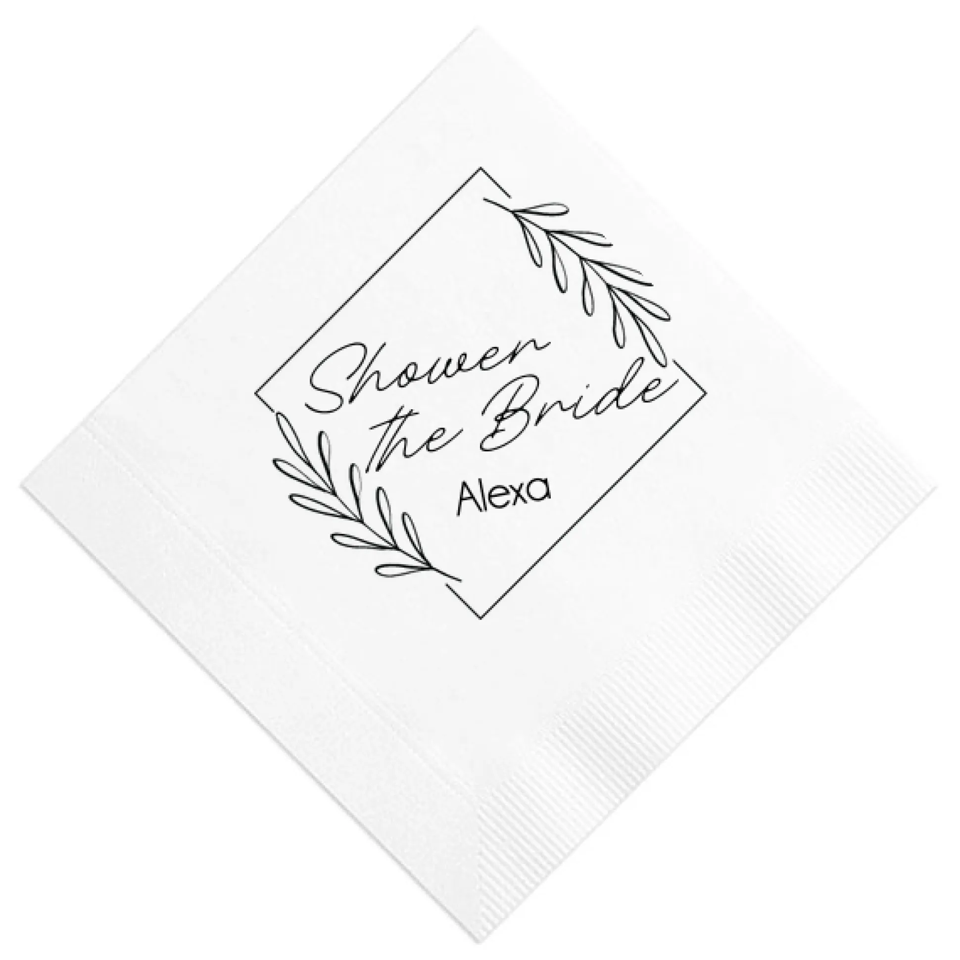 Floral Border Custom Napkin, Black Foil