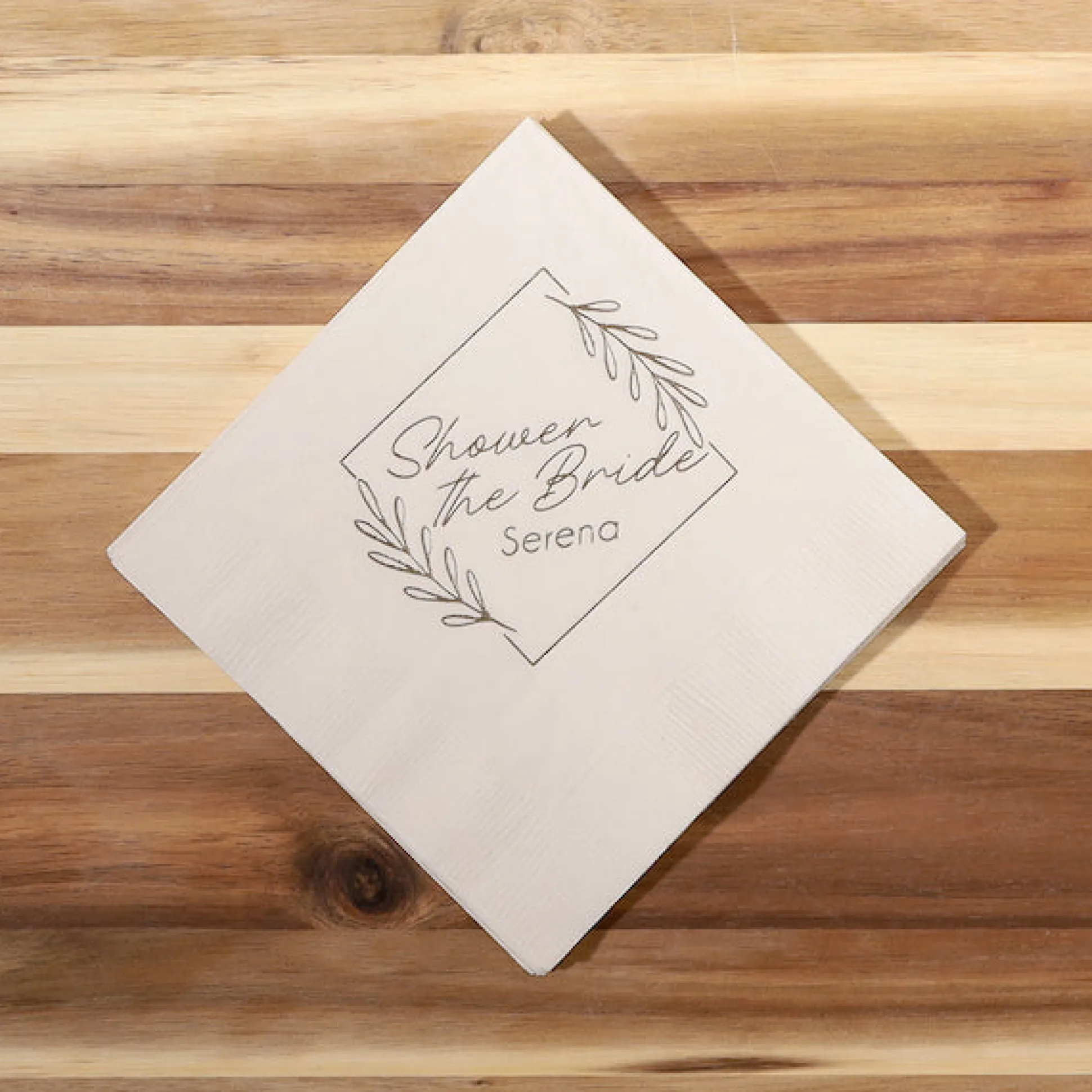 Floral Border Custom Napkin, Black Foil