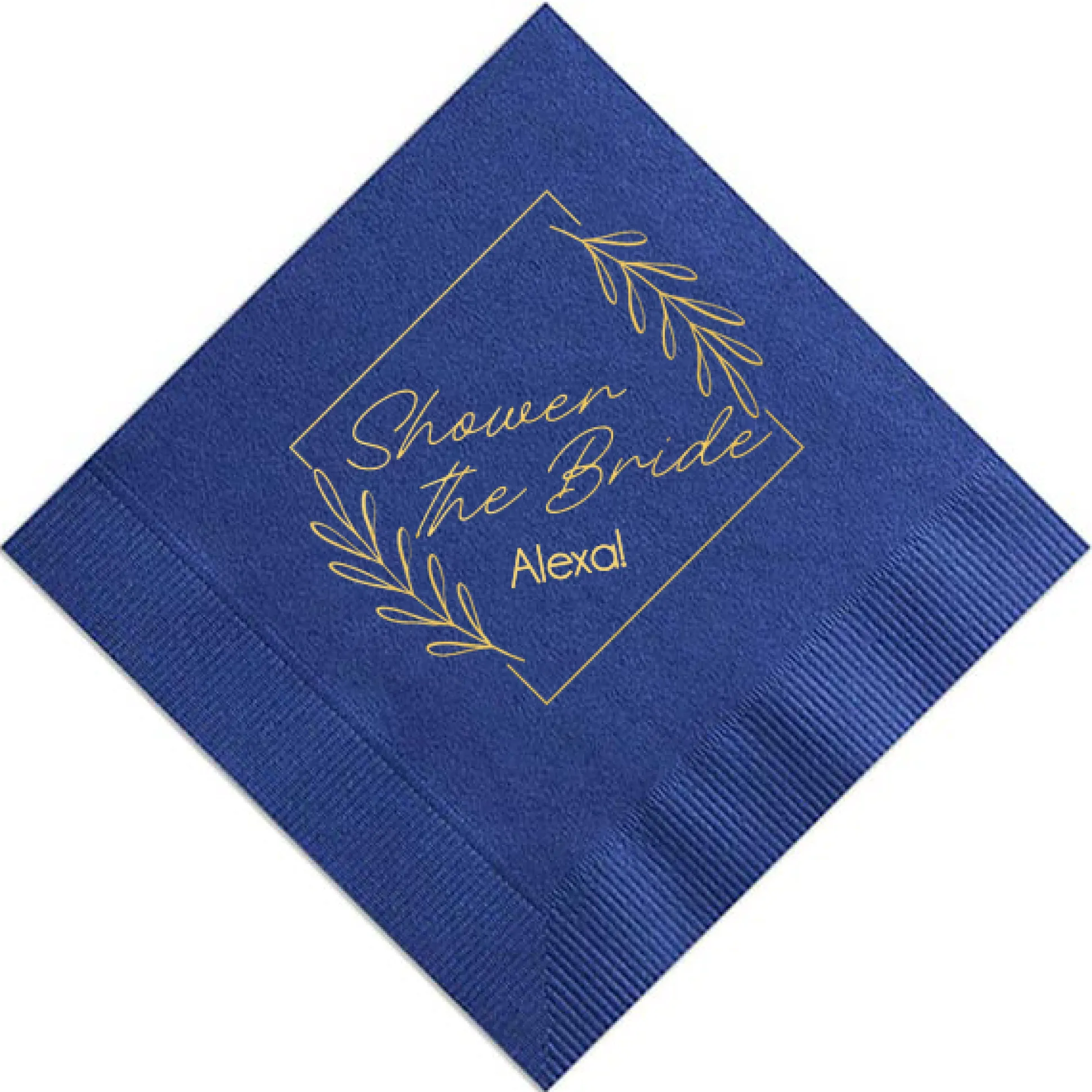 Floral Border Custom Napkin, Gold Foil