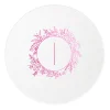 Floral Border Initials Coasters, Fuchsia Foil