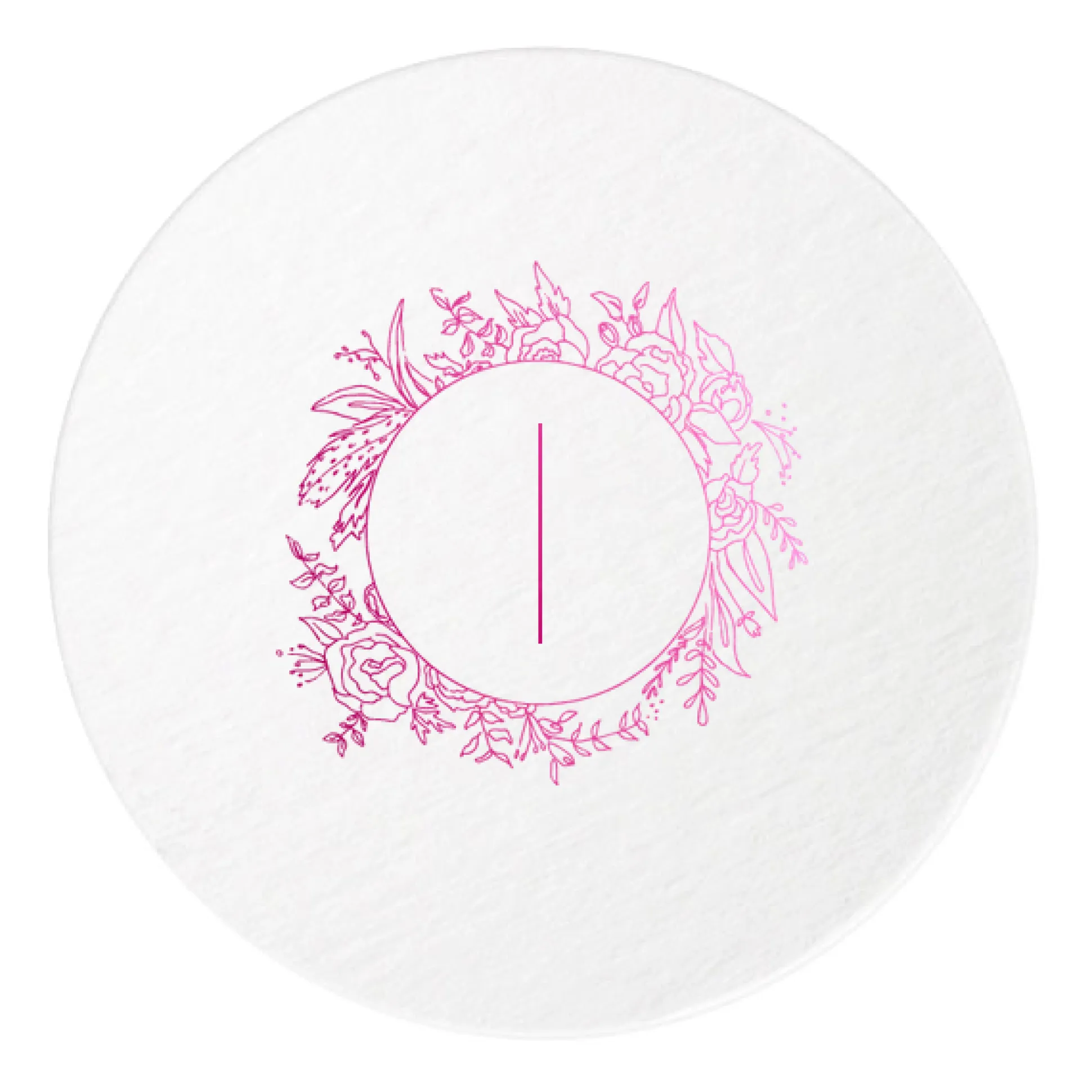 Floral Border Initials Coasters, Fuchsia Foil