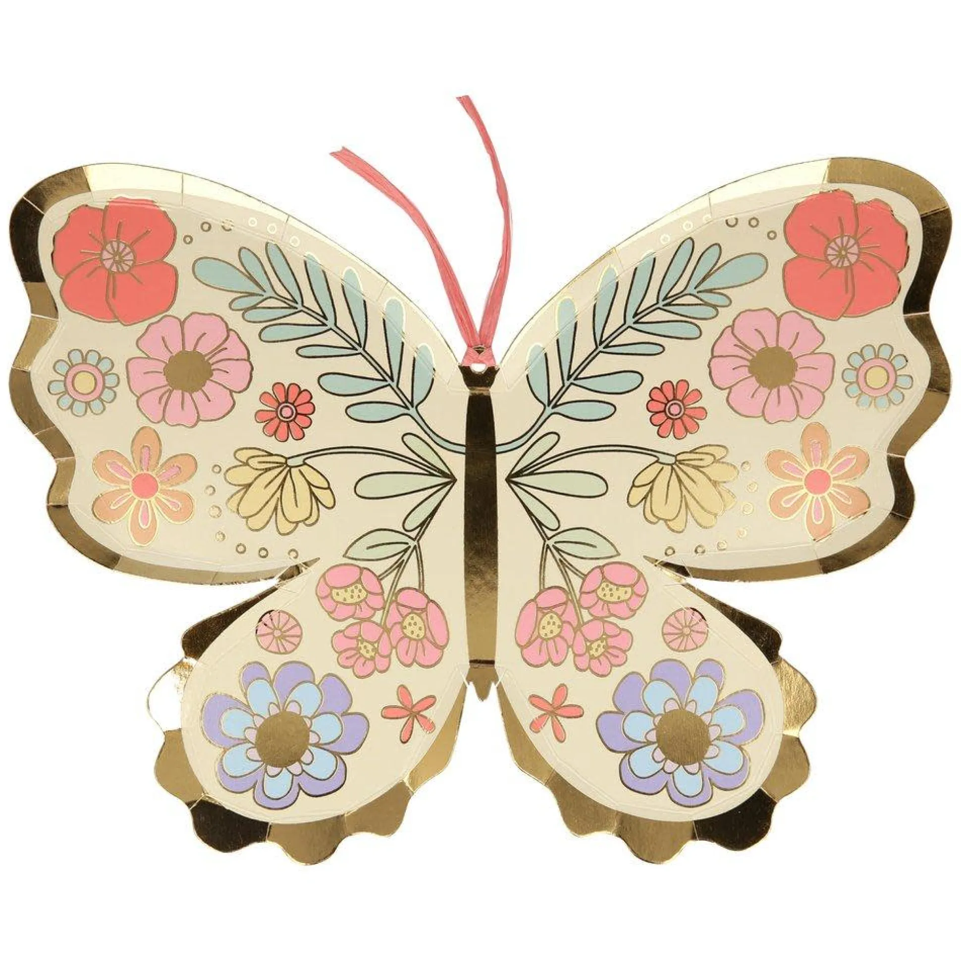 Floral Butterfly Plates, Pack of 8