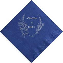 Floral Names Custom Cocktail Napkin, Silver Foil