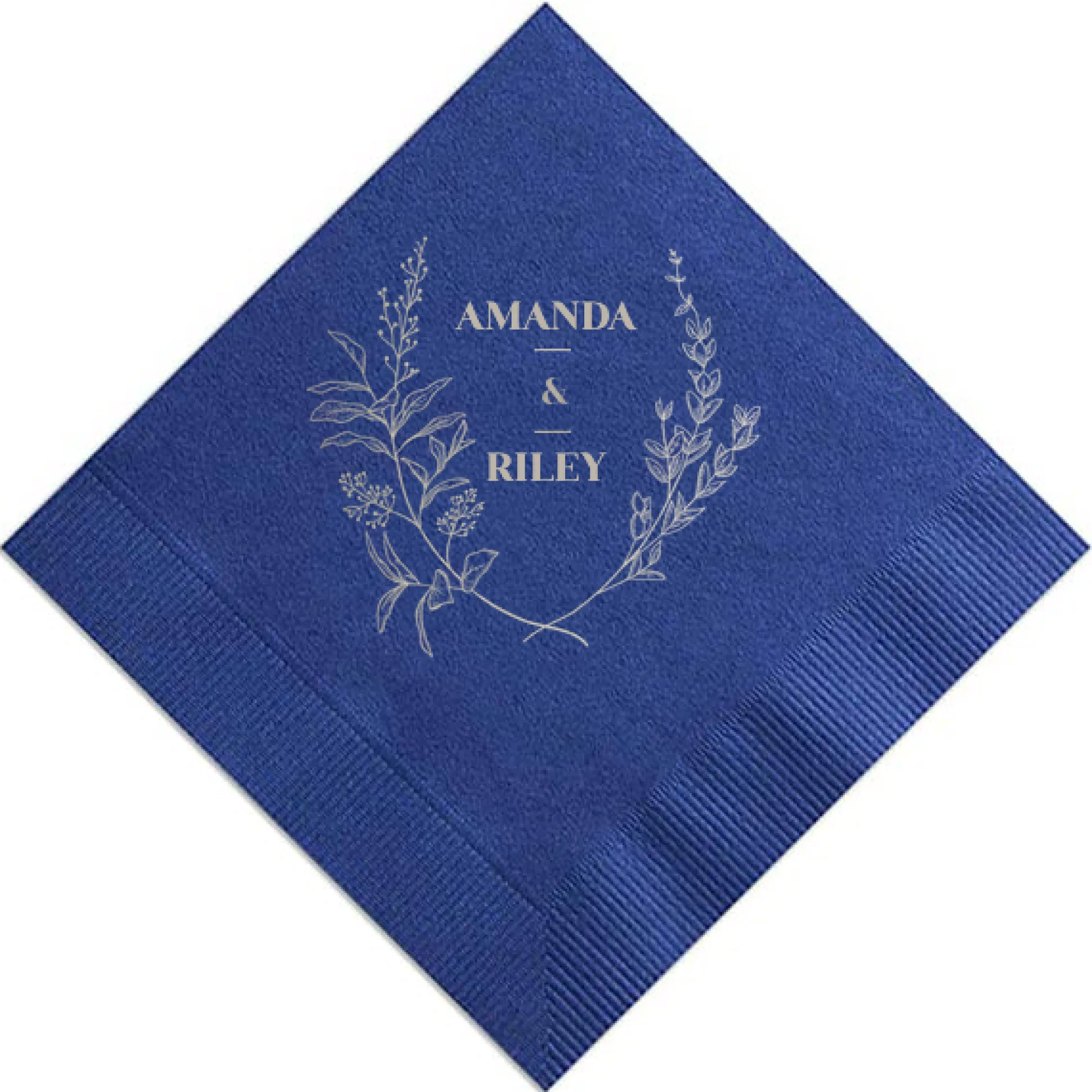 Floral Names Custom Cocktail Napkin, Silver Foil