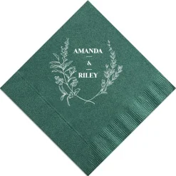 Floral Names Custom Cocktail Napkin, White Foil