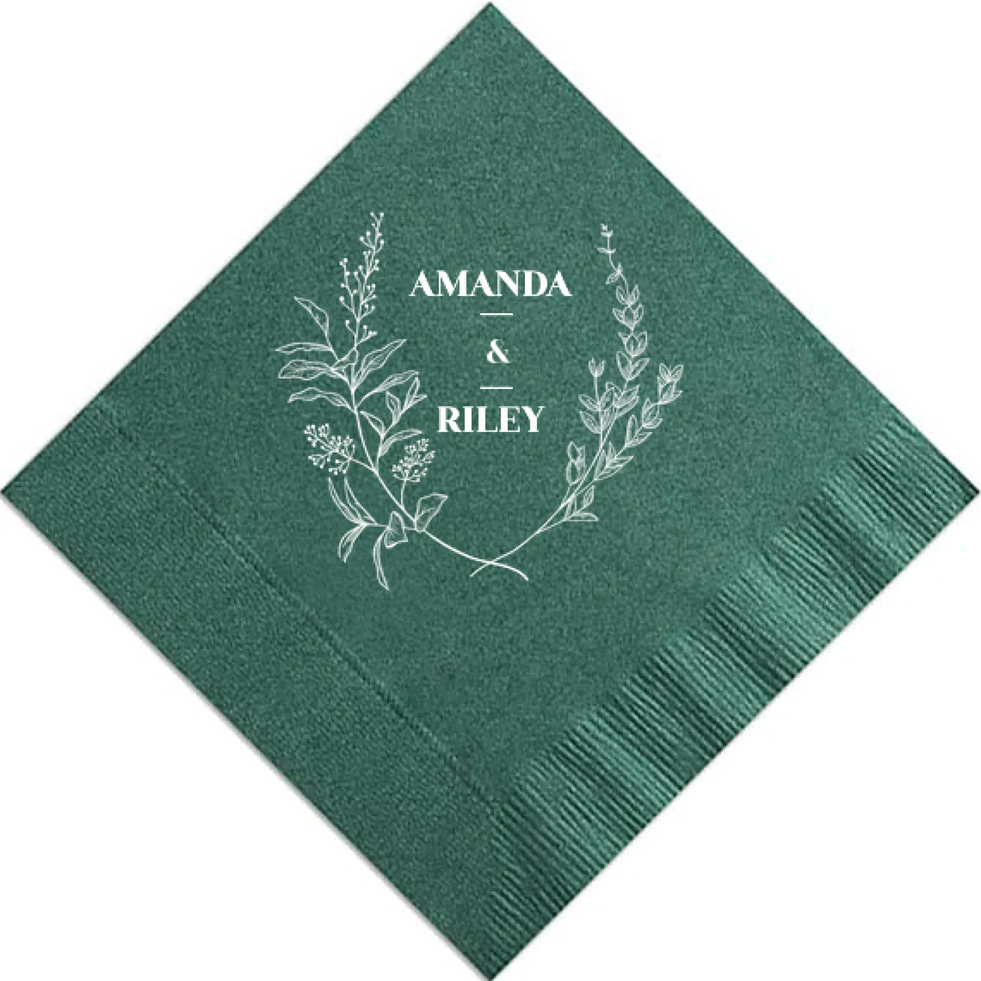 Floral Names Custom Cocktail Napkin, White Foil
