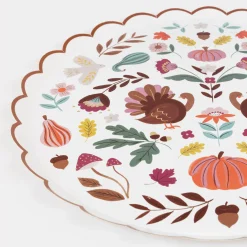 Folk Fall Dinner Plates, Pack of 8