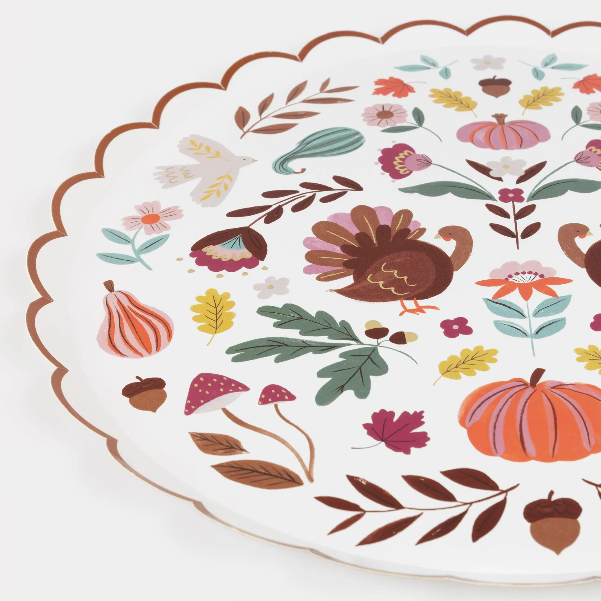 Folk Fall Dinner Plates, Pack of 8