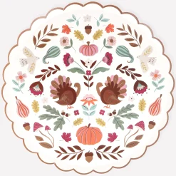 Folk Fall Dinner Plates, Pack of 8