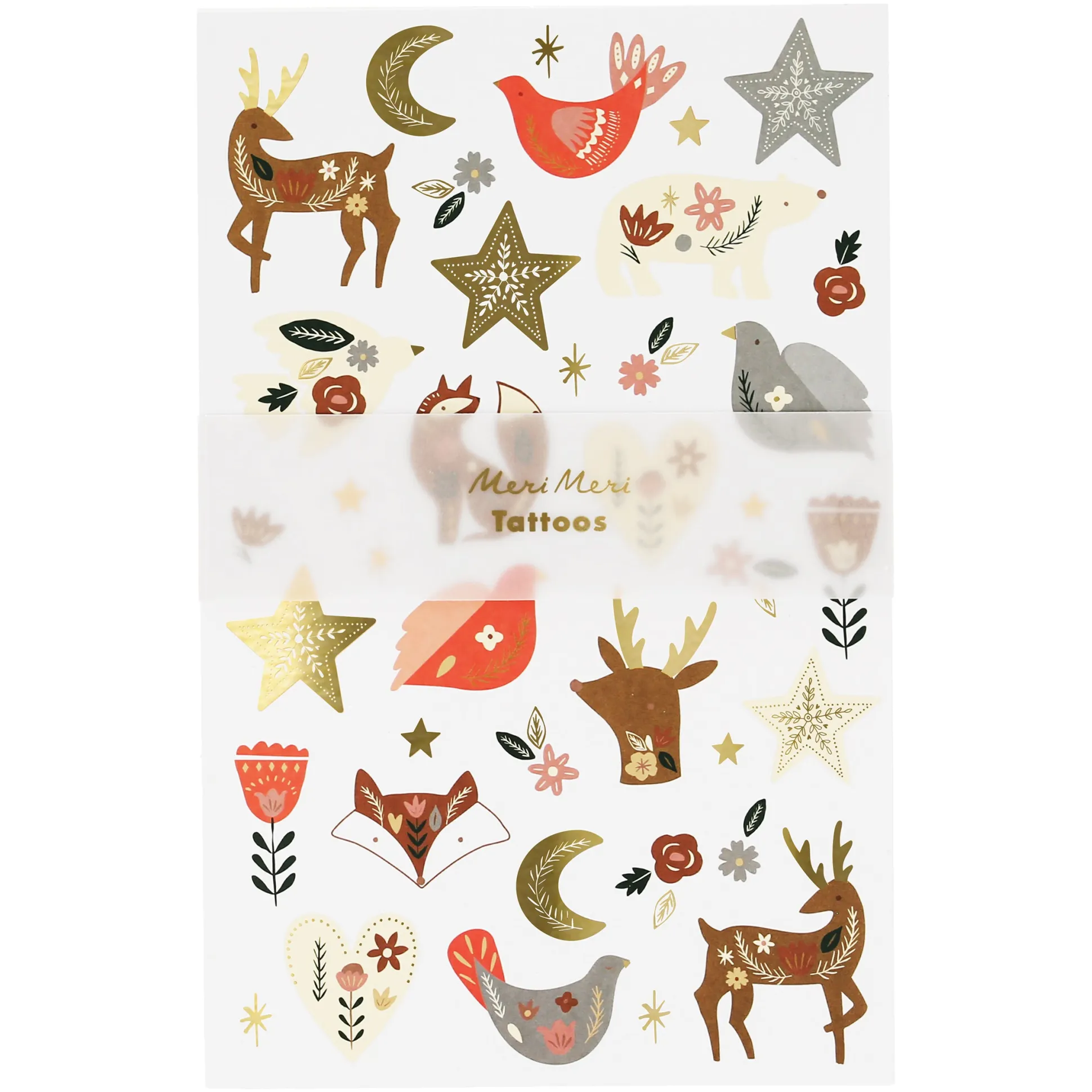 Folk Woodland Tattoo Sheet, 2 Sheets