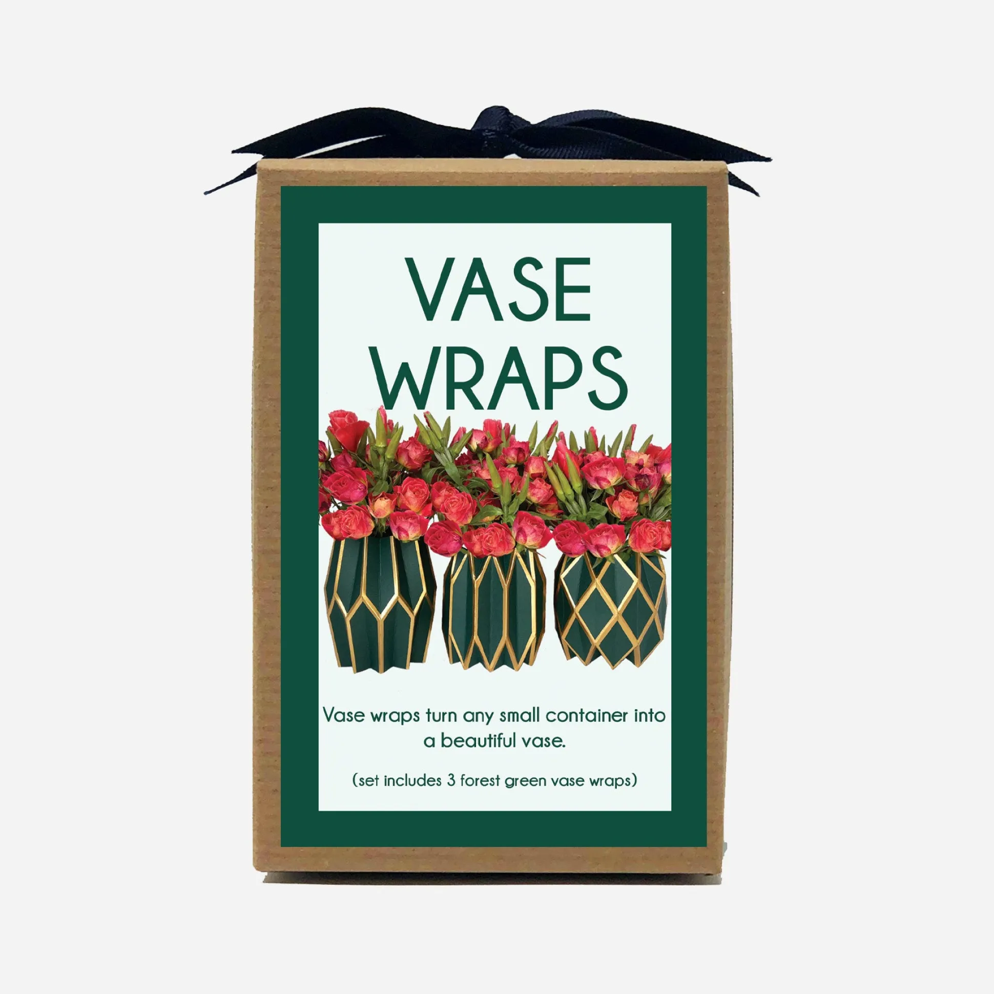 Forest Green Vase Wraps, Set of 3