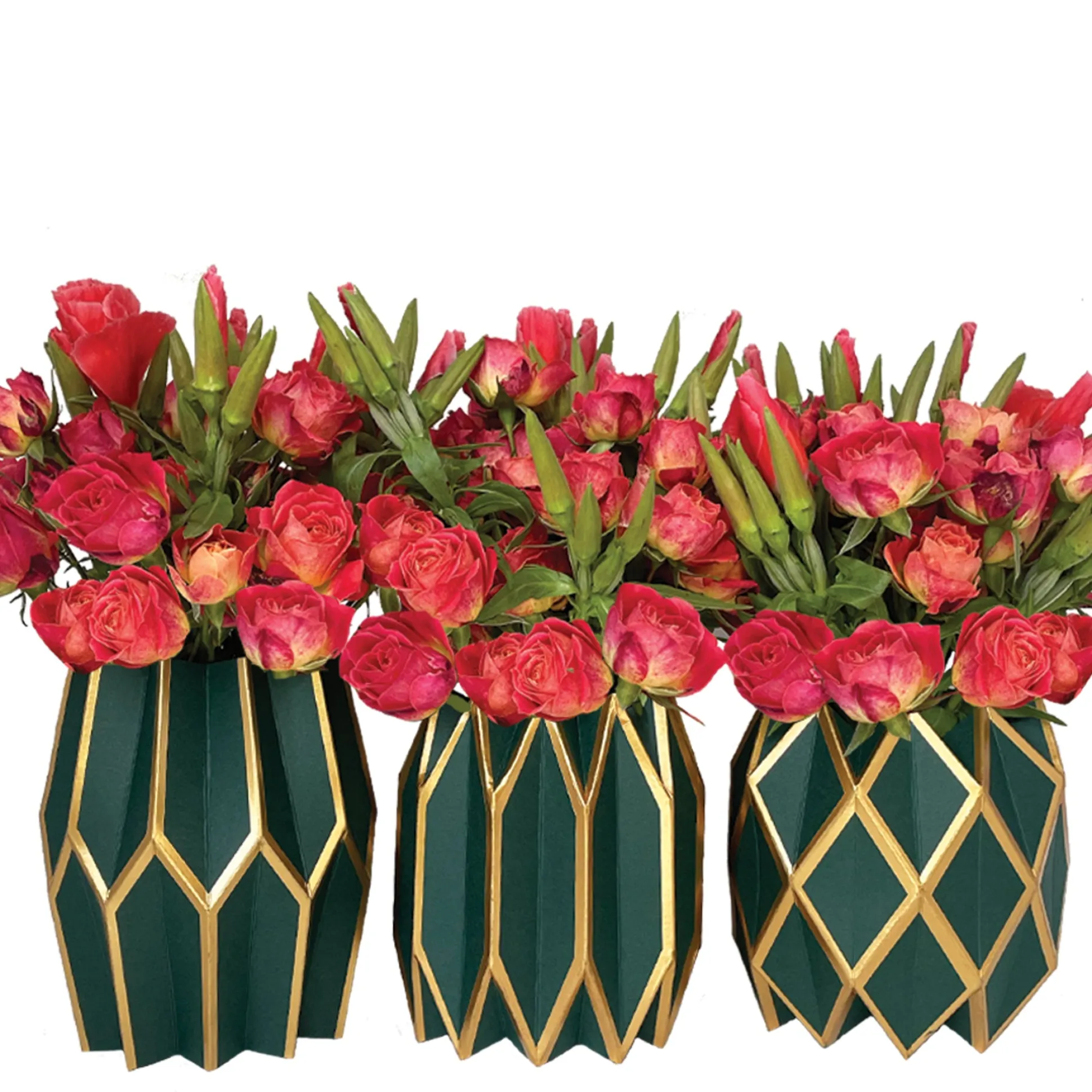 Forest Green Vase Wraps, Set of 3