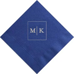 Frames Initial Custom Cocktail Napkin, Silver Foil