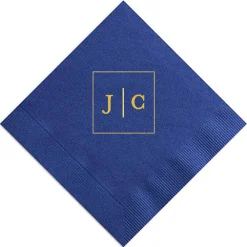 Frames Initial Custom Cocktail Napkin, Gold Foil