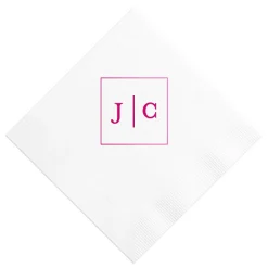 Frames Initial Custom Cocktail Napkin, Fuchsia Foil