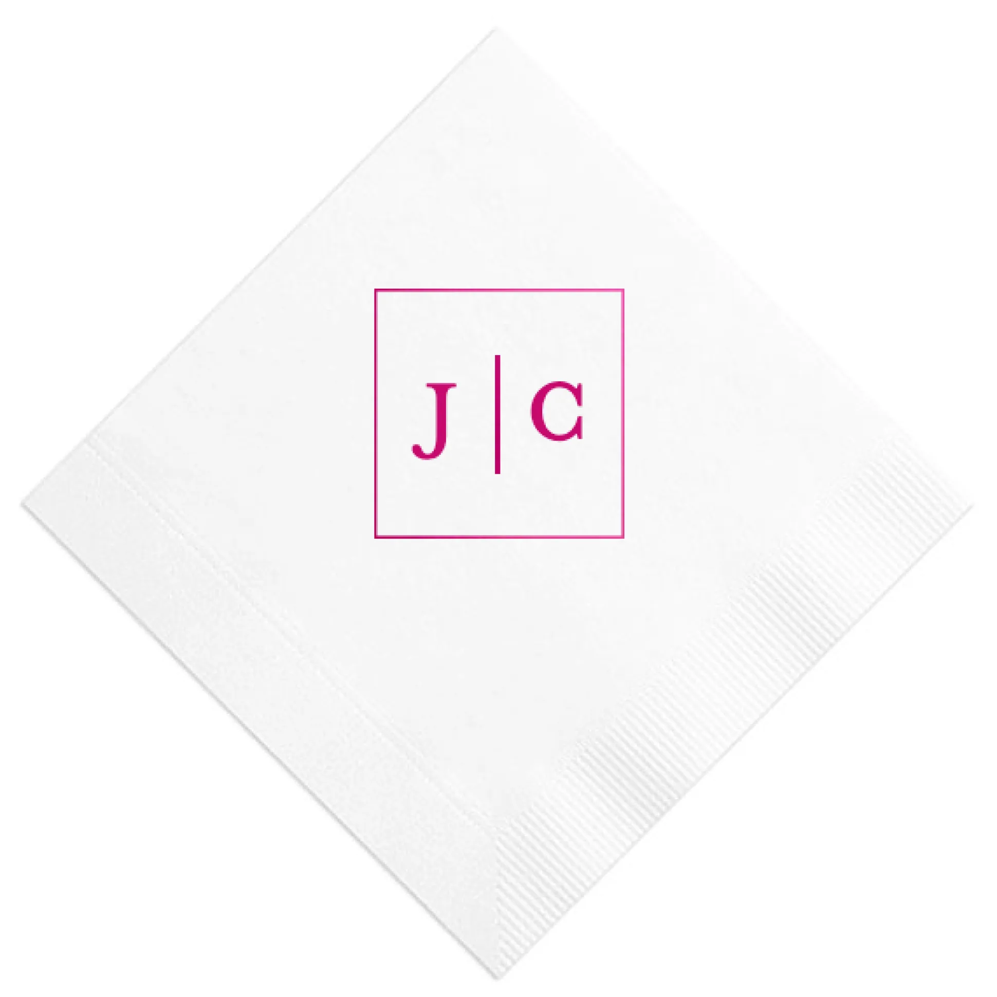 Frames Initial Custom Cocktail Napkin, Fuchsia Foil