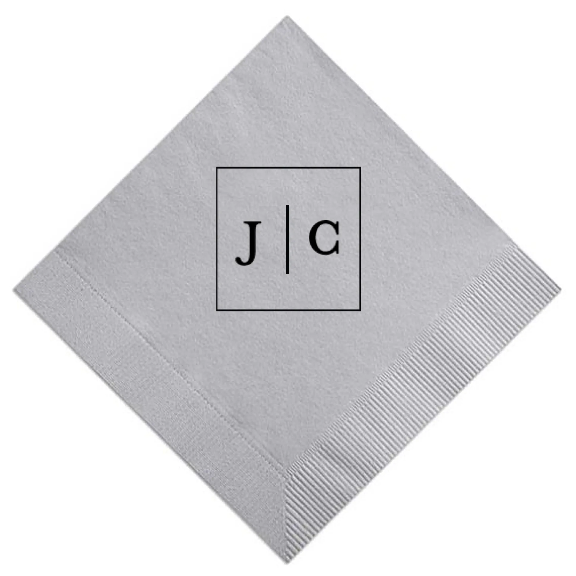 Frames Initial Custom Cocktail Napkin, Black Foil