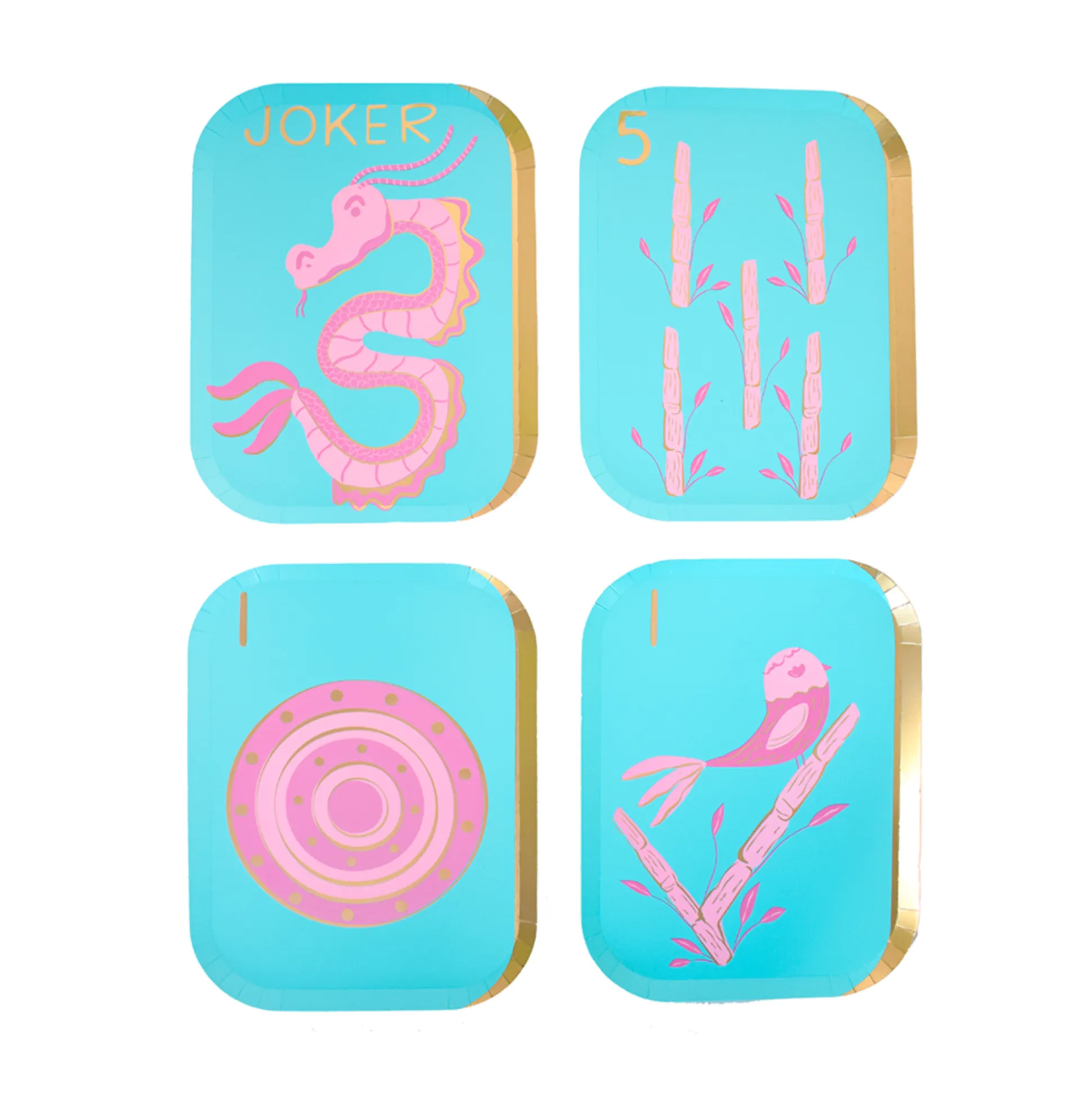 Game Night Mahjong Tile Dinner Plates, Set of 8