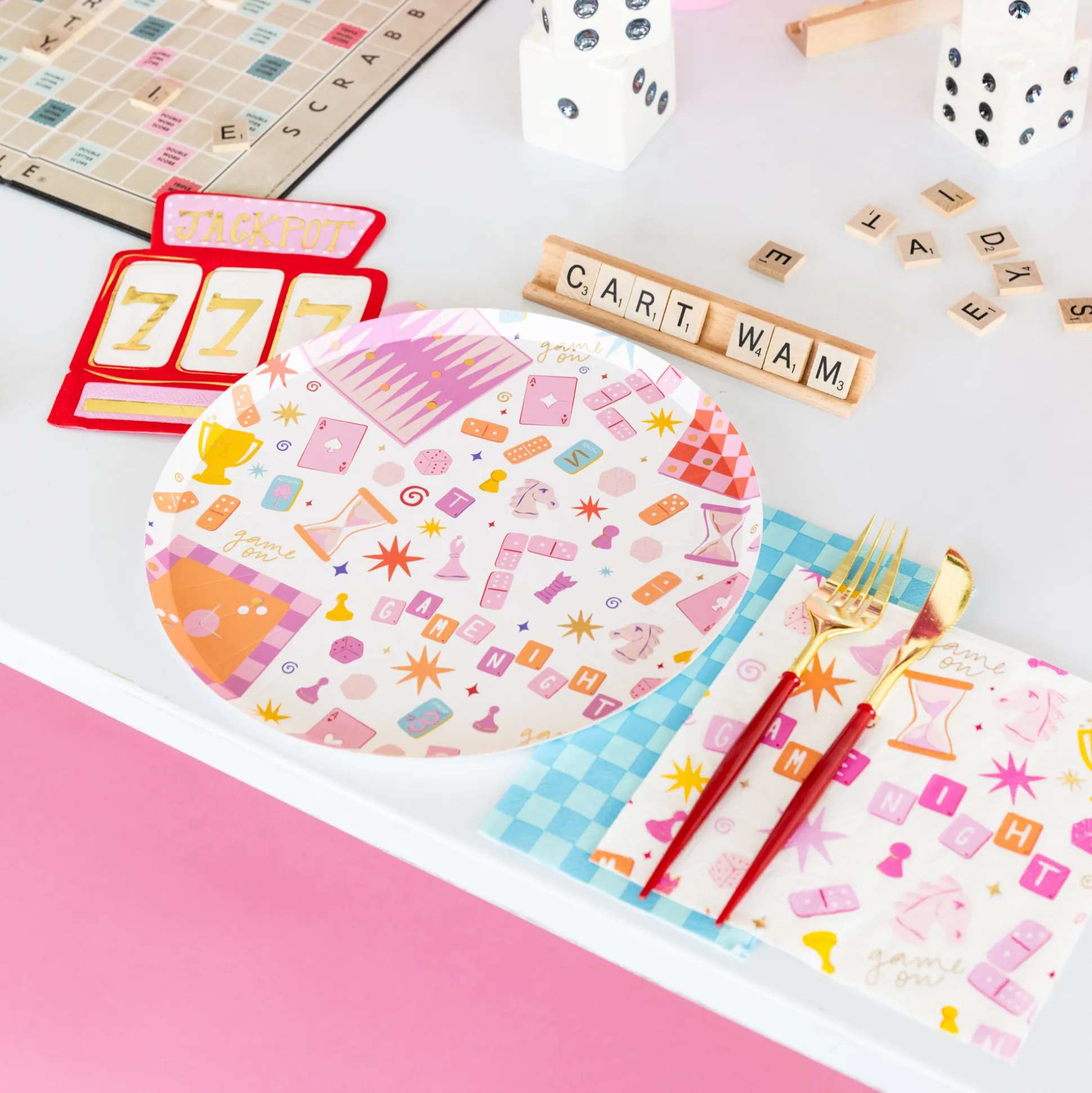 Game Night Pattern Dinner Plates, Set of 8