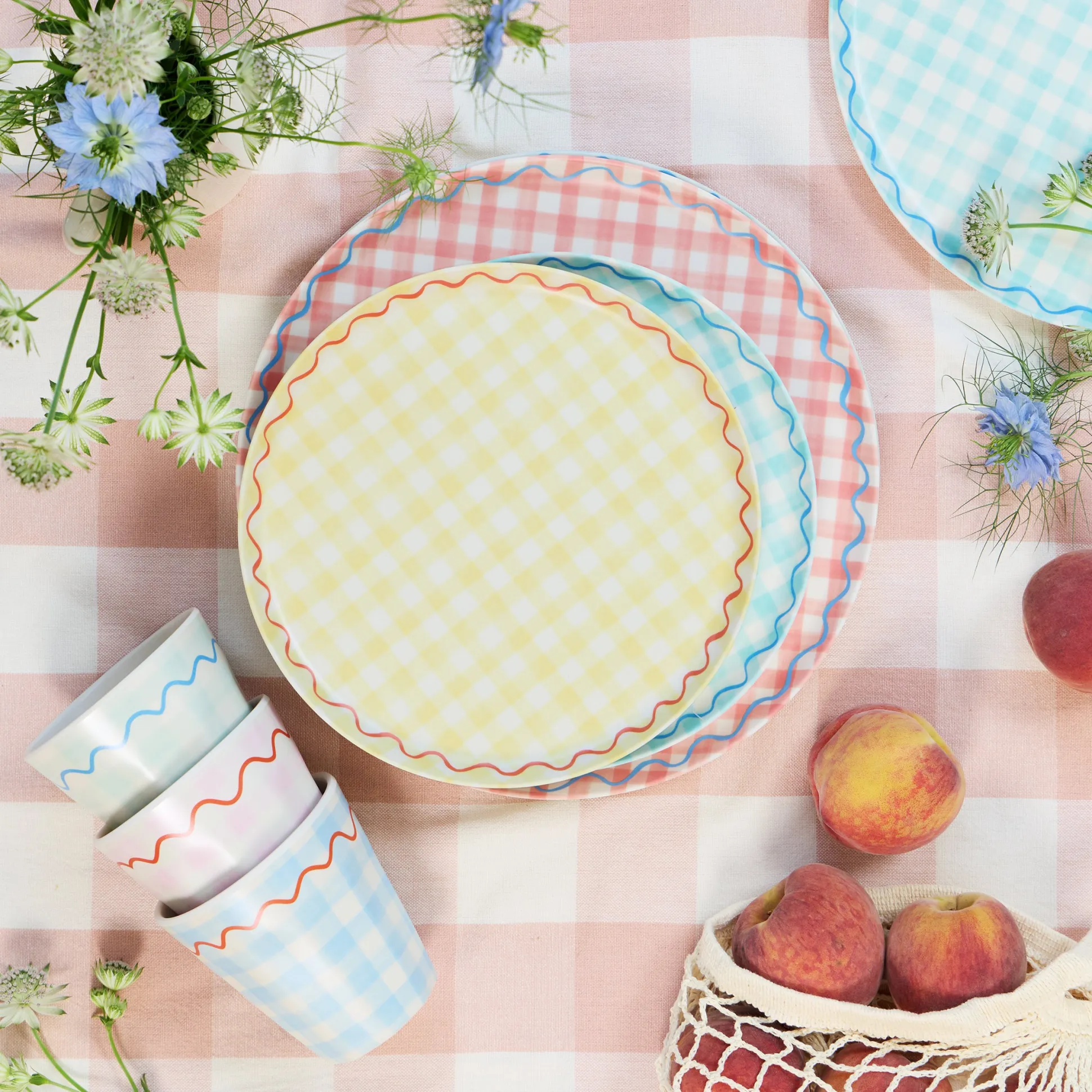 Gingham Reusable Small Plates (x 6)