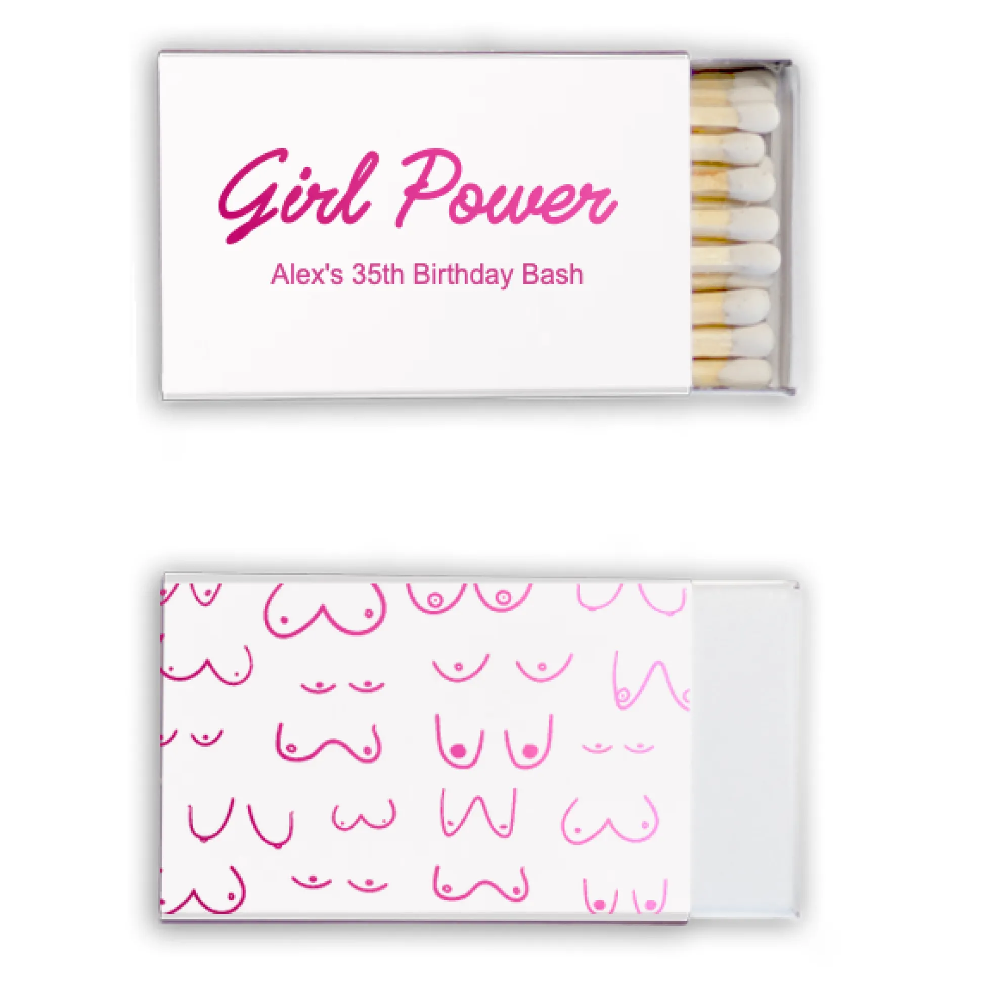 Girl Power Custom Matches, Fuchsia Foil