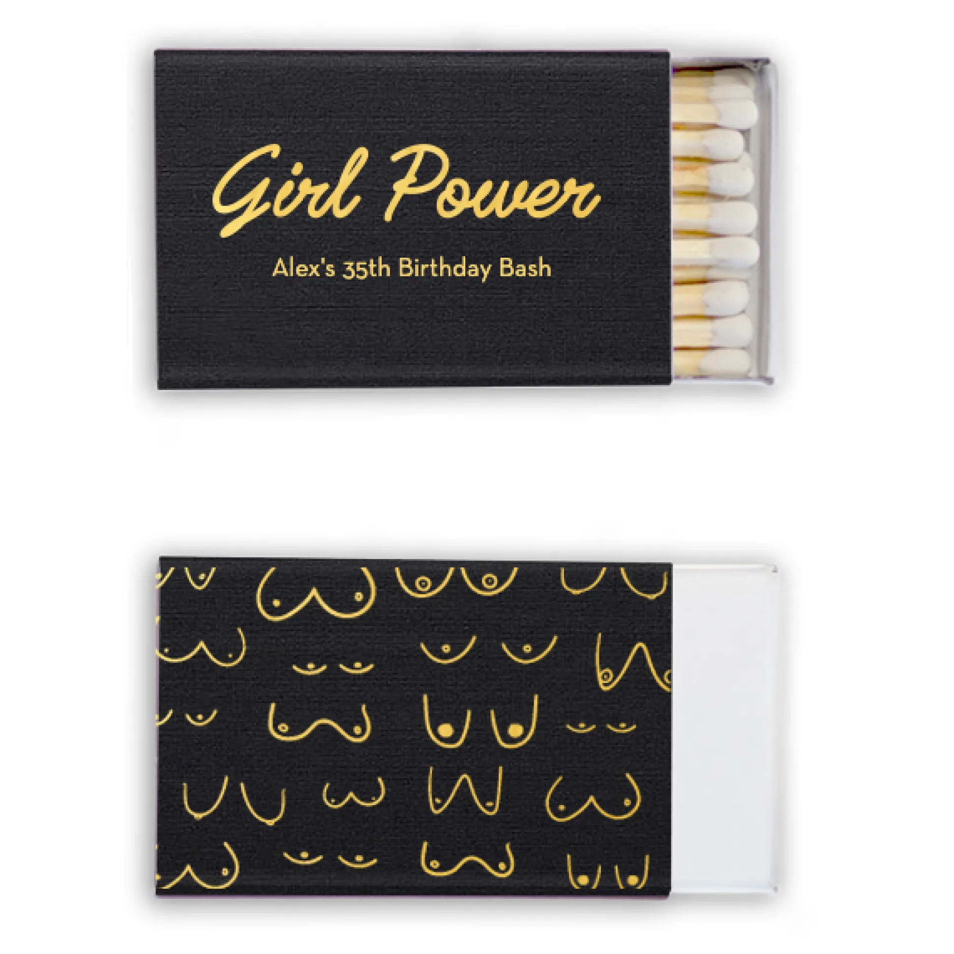 Girl Power Custom Matches, Gold Foil