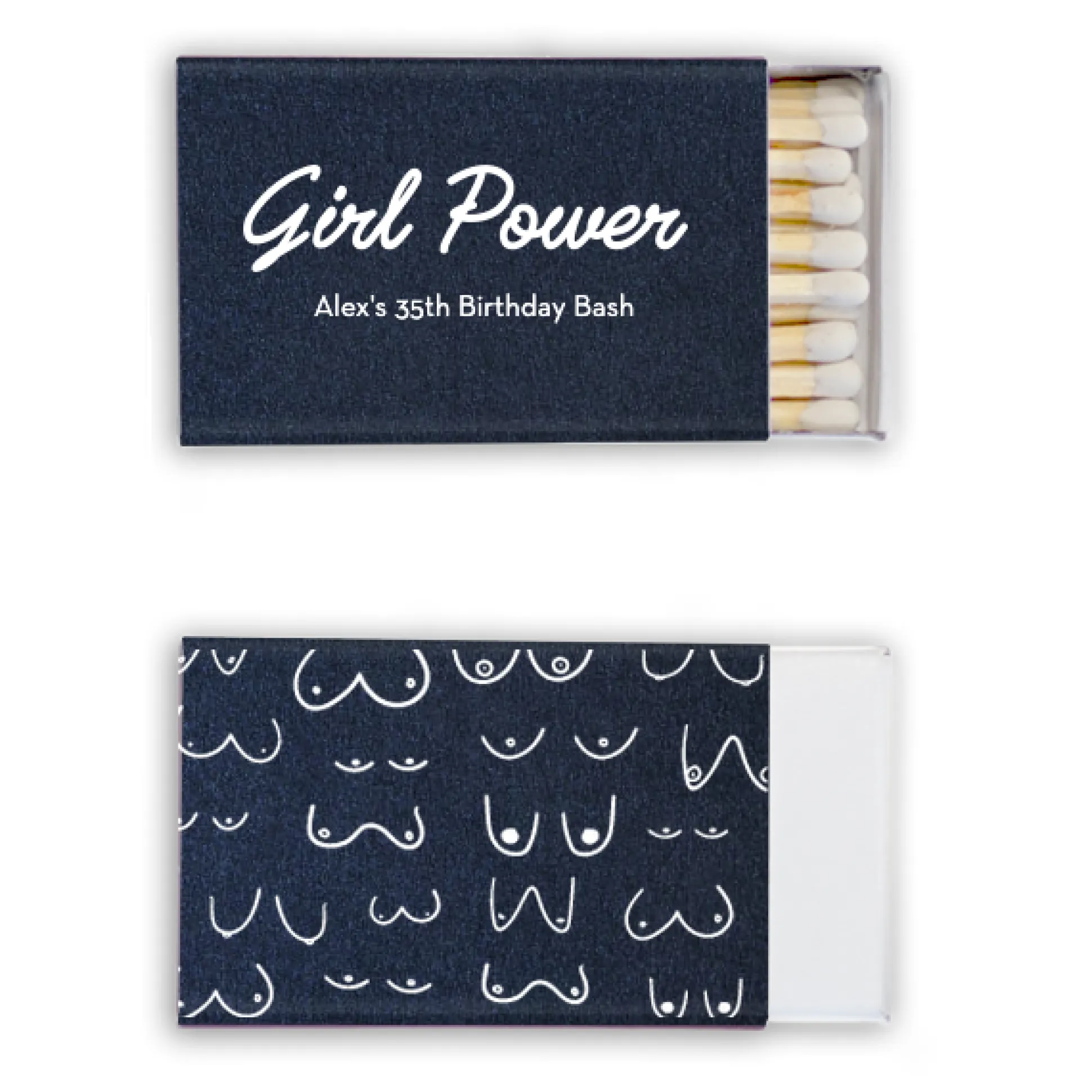 Girl Power Custom Matches, White Foil