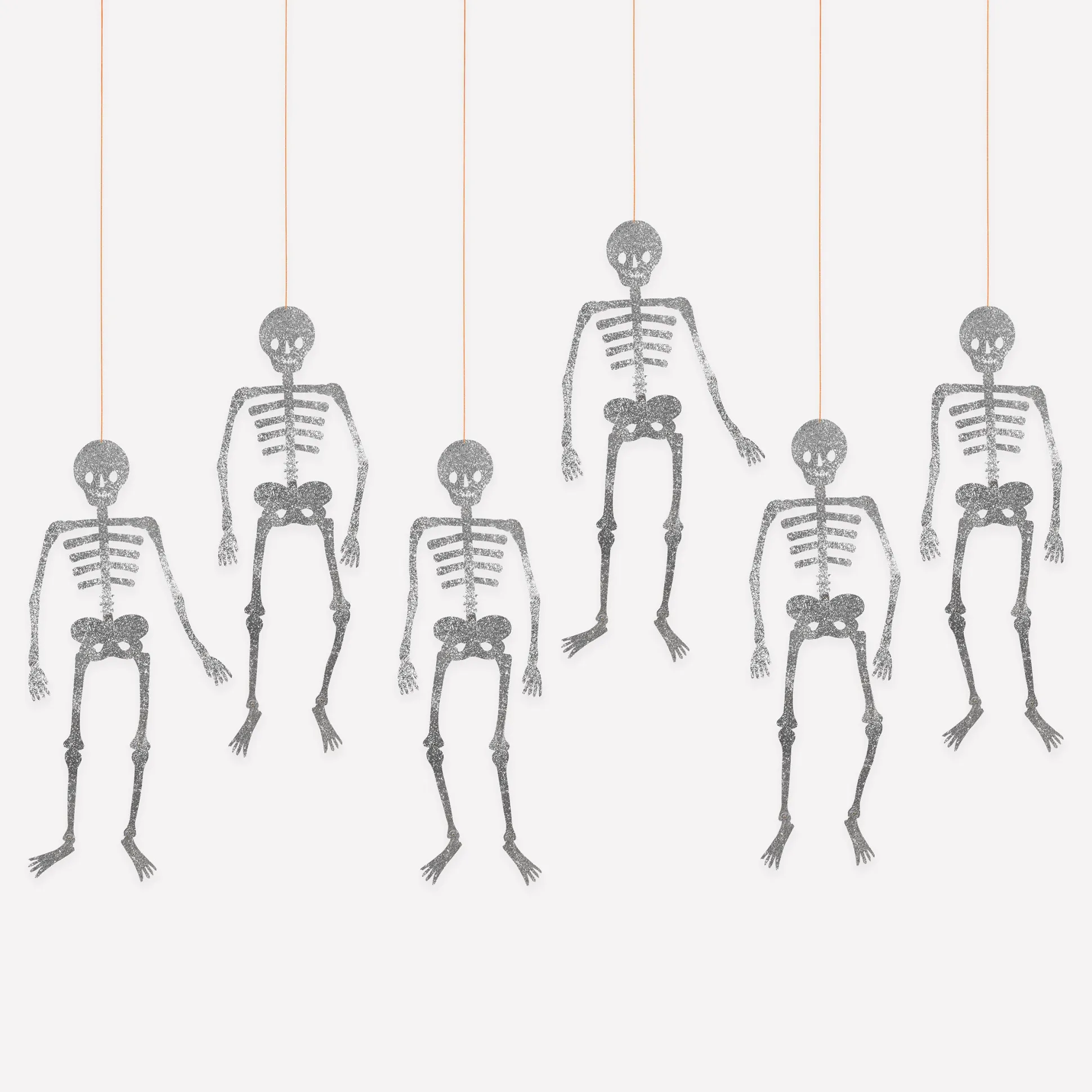 Glitter Jointed Skeleton Decorations (x 6)