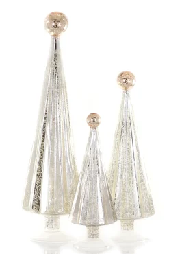 Gold and Silver Pleated Tree, Set of 3