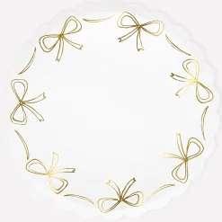Gold Bow Dinner Plates, Pack of 8
