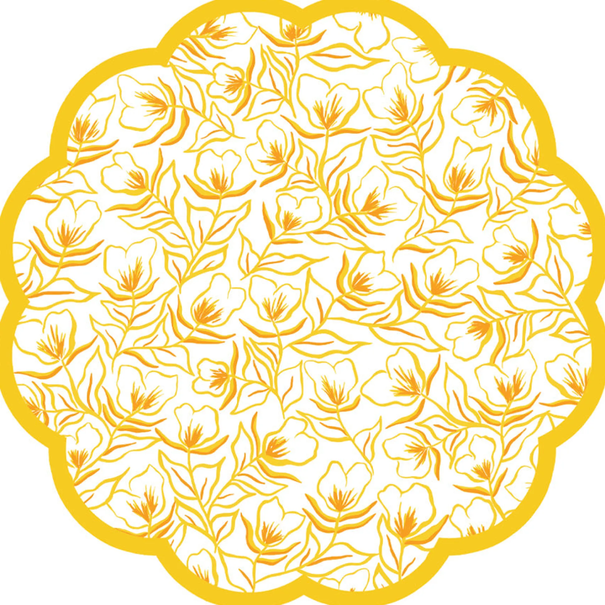 Golden Flowers Paper Placemats, Set of 24