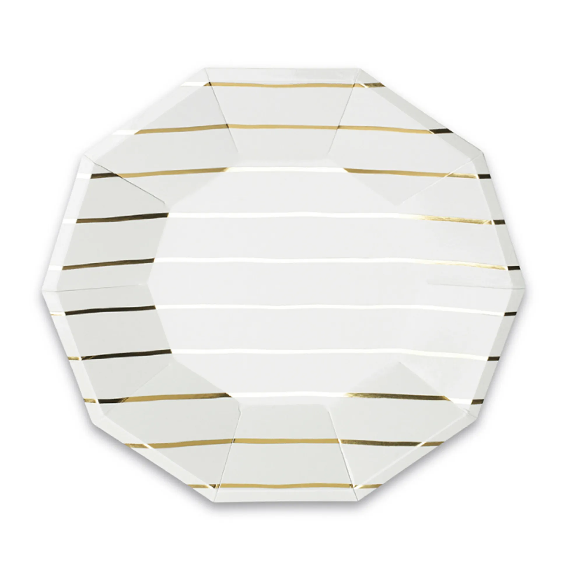 Gold Frenchie Striped Large Plates, Pack of 8