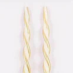 Gold Stripe Twist Candles, Pack of 2