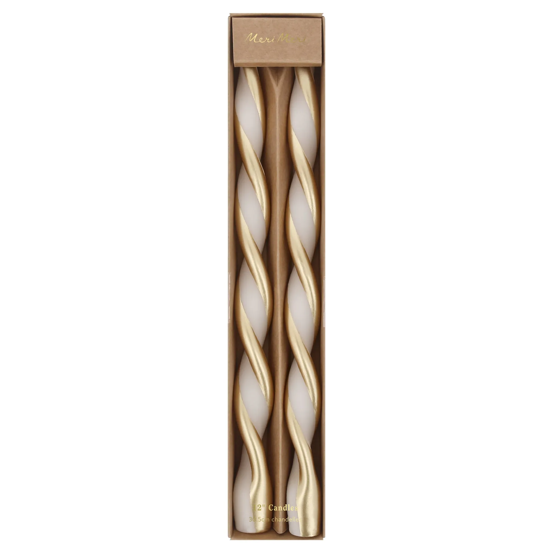 Gold Stripe Twist Candles, Pack of 2