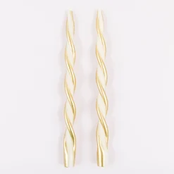 Gold Stripe Twist Candles, Pack of 2