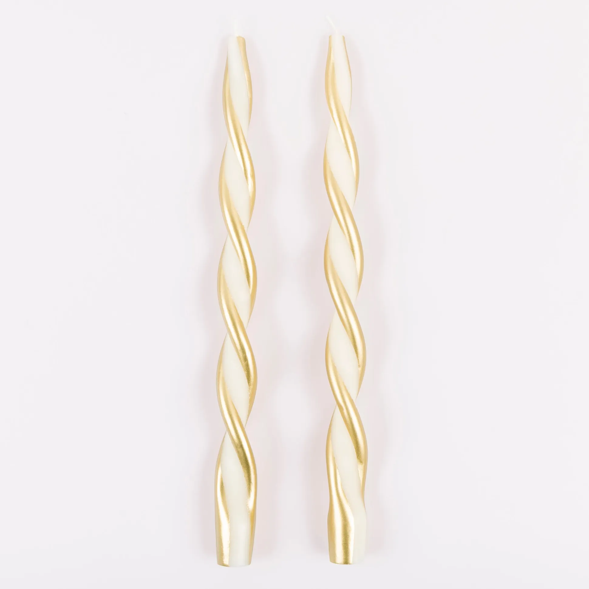 Gold Stripe Twist Candles, Pack of 2