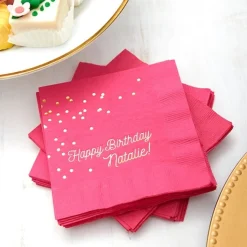 Happy Birthday Confetti Napkin, Black Foil