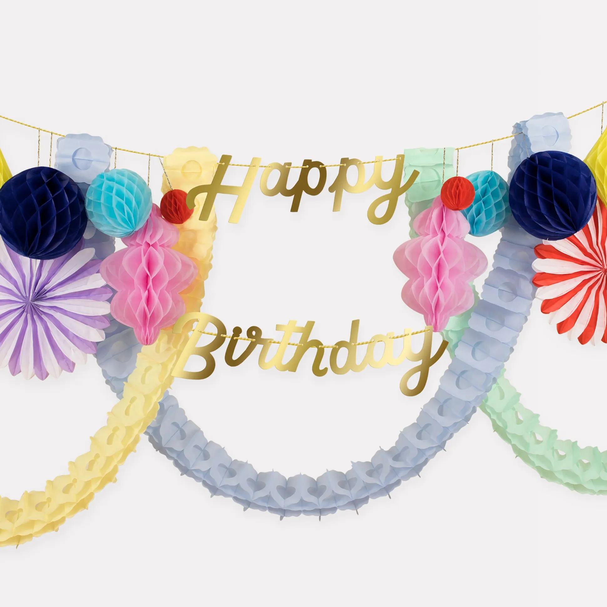 Happy Birthday Honeycomb Garland