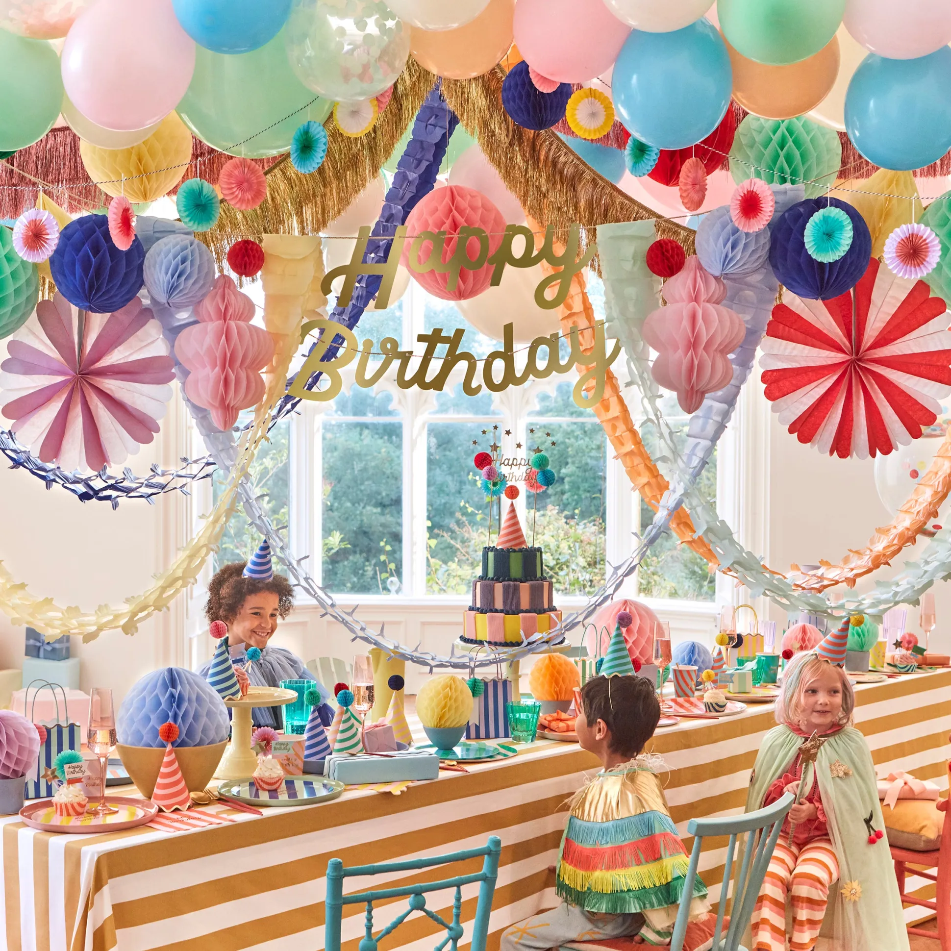 Happy Birthday Honeycomb Garland