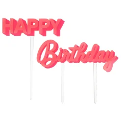 Happy Birthday Pink Acrylic Toppers, Pack of 2