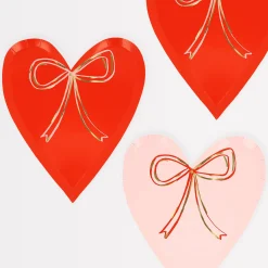 Heart With Bow Plates, Pack of 8