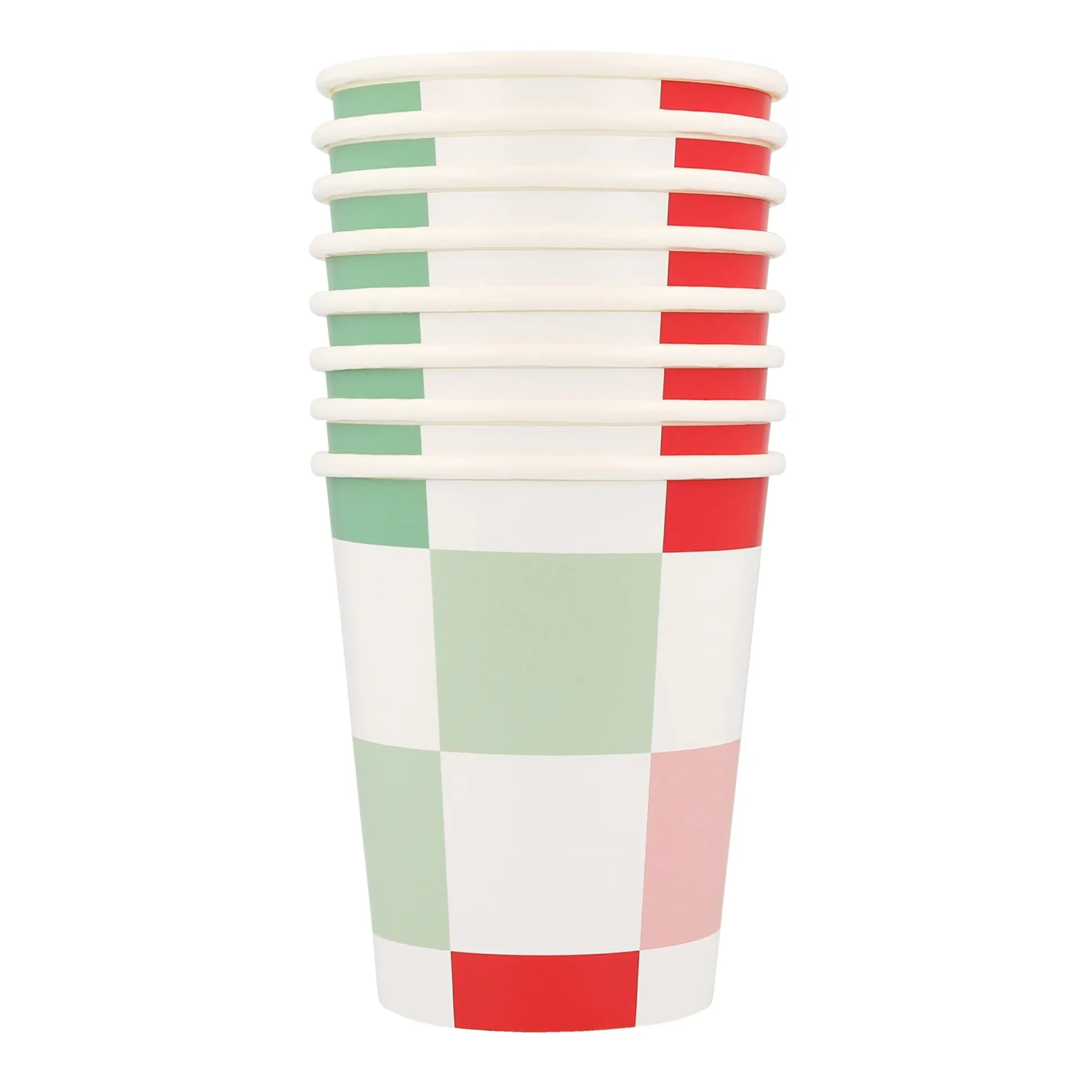Holiday Check Cups, Pack of 8