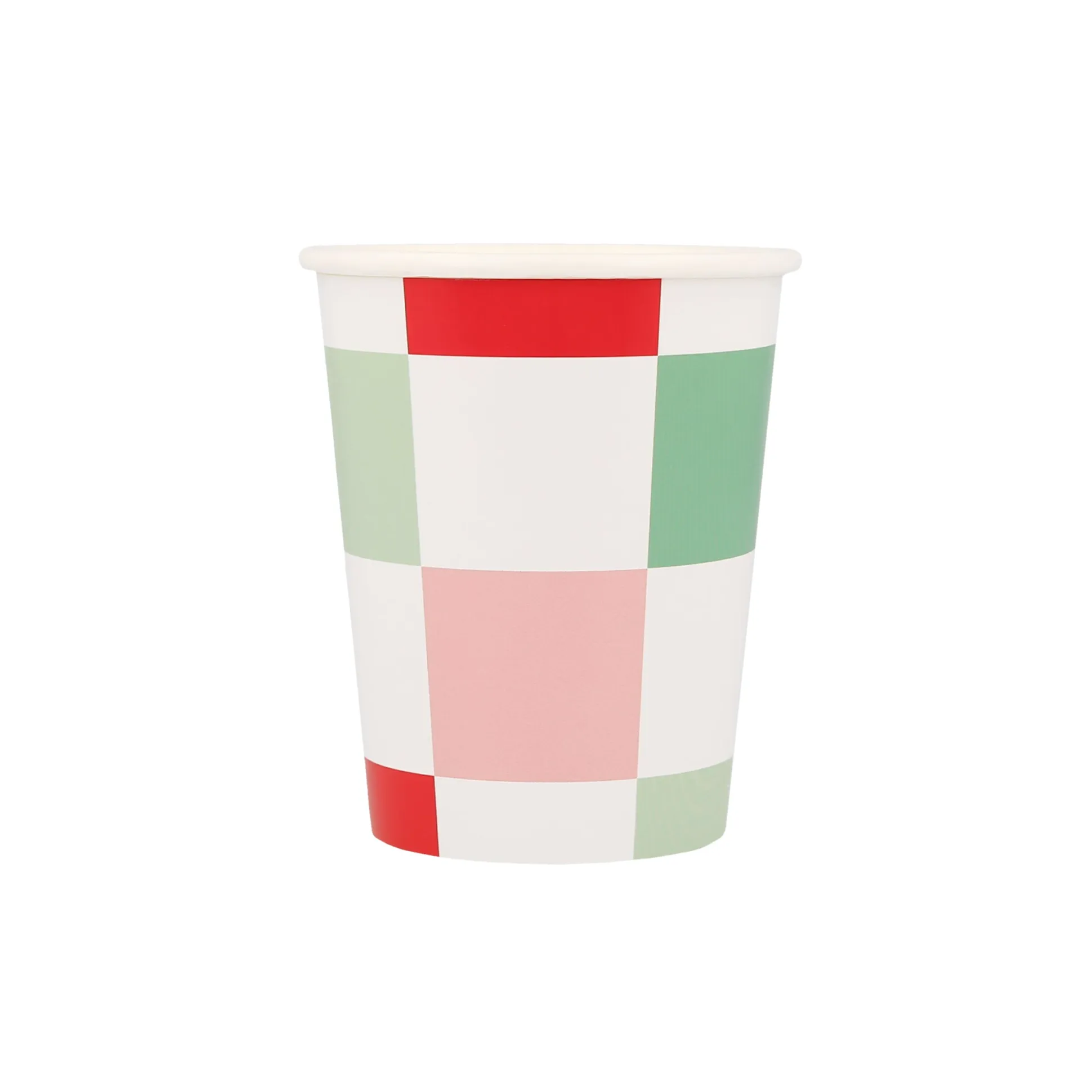 Holiday Check Cups, Pack of 8
