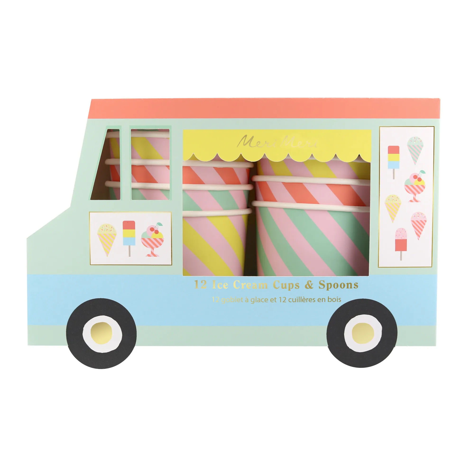 Ice Cream Tubs & Spoons, Pack of 12